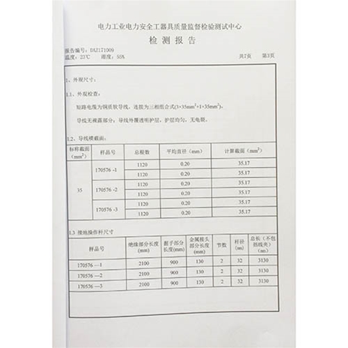 携带型接地线 220KV检测报告