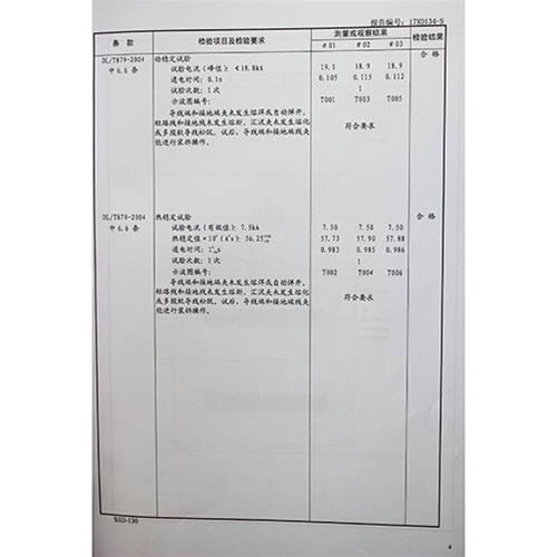 携带型接地线 10KV检测报告