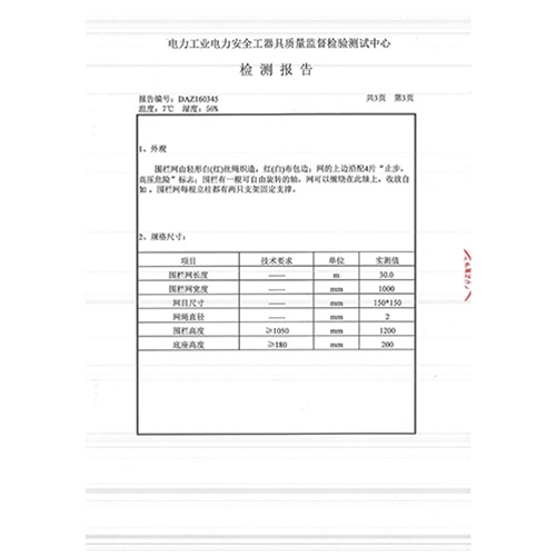 安全围栏网160345检测报告