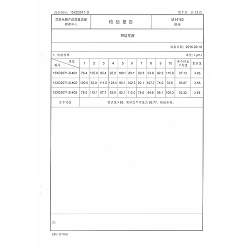 螺栓检测报告