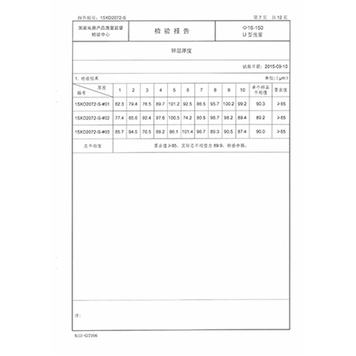 U型抱箍检测报告