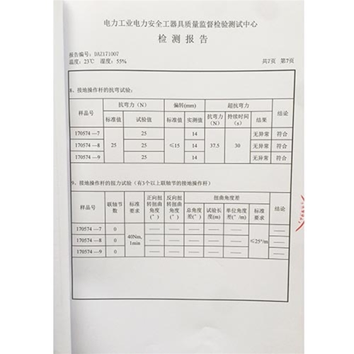 携带型短路接地线 10kv检测报告